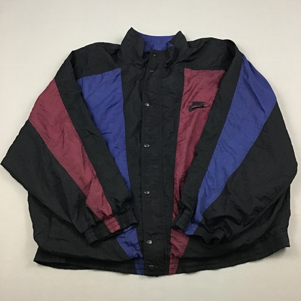 Vintage Nike Jacket Men XL Black Purple Colorblock Footaction Windbreaker 90s